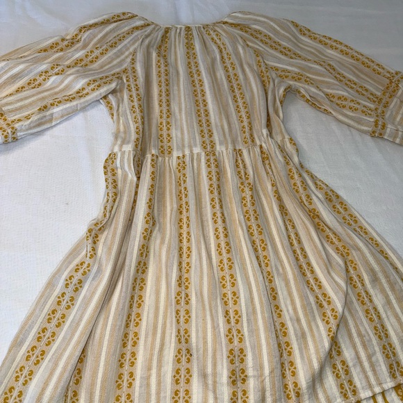 Velvet Striped Yellow and Cream Mini Dress - Picture 6 of 7